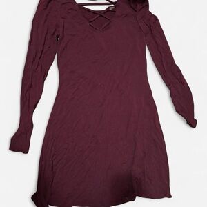 SO Maroon Long Sleeve Dress